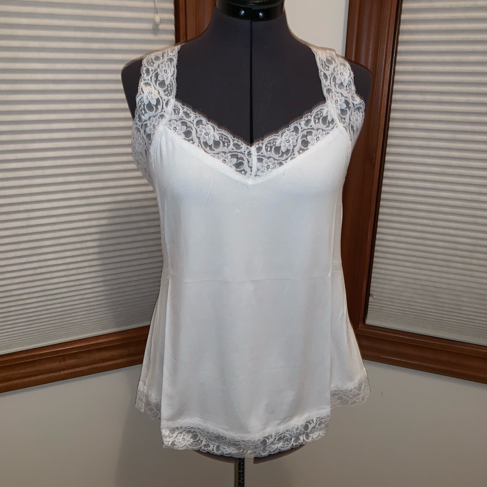 White Lace Long Cami M NWT